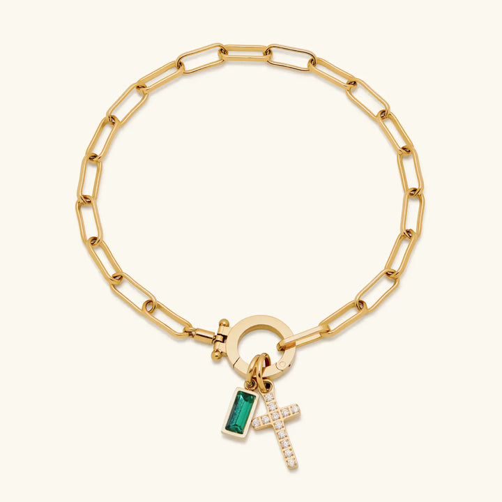 Gold-Plated Crystal Cross Bracelet