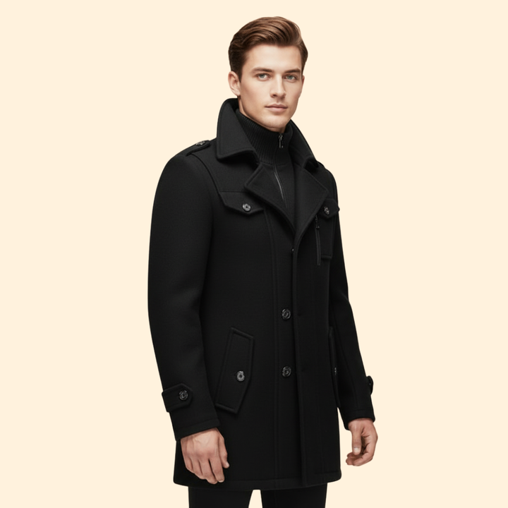 Men’s Coat with Layered Closure