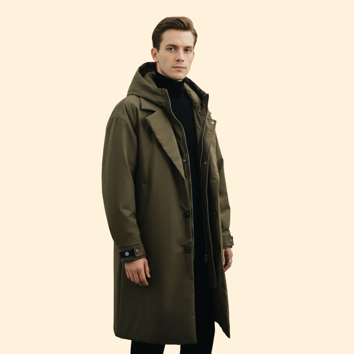 Men’s Long Coat with Lapel Collar