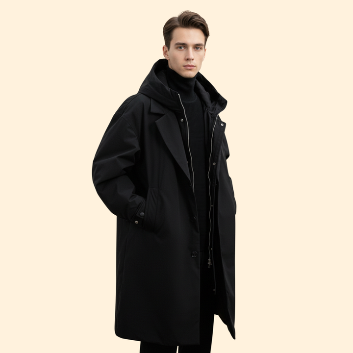 Men’s Long Coat with Lapel Collar