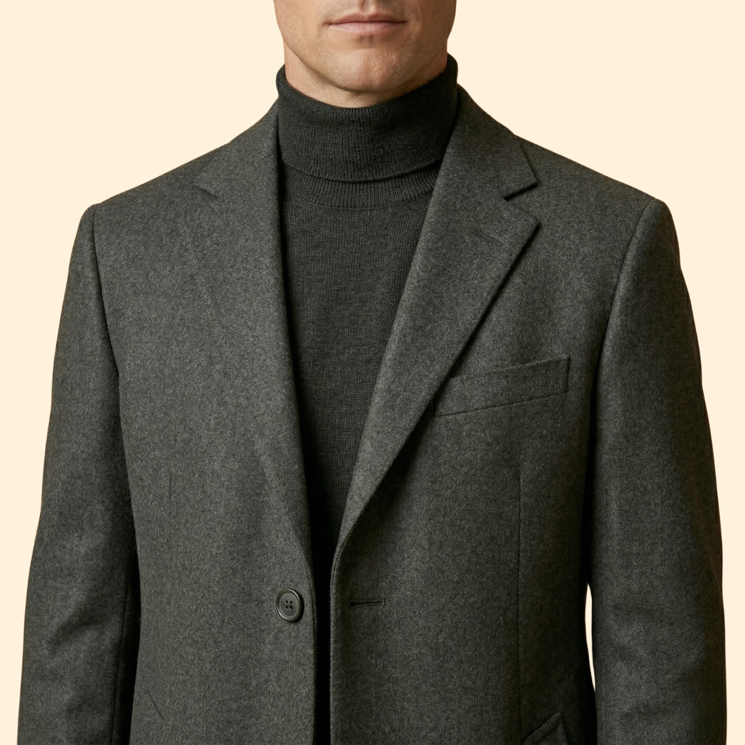 Men’s Long Overcoat with Tailored Fit