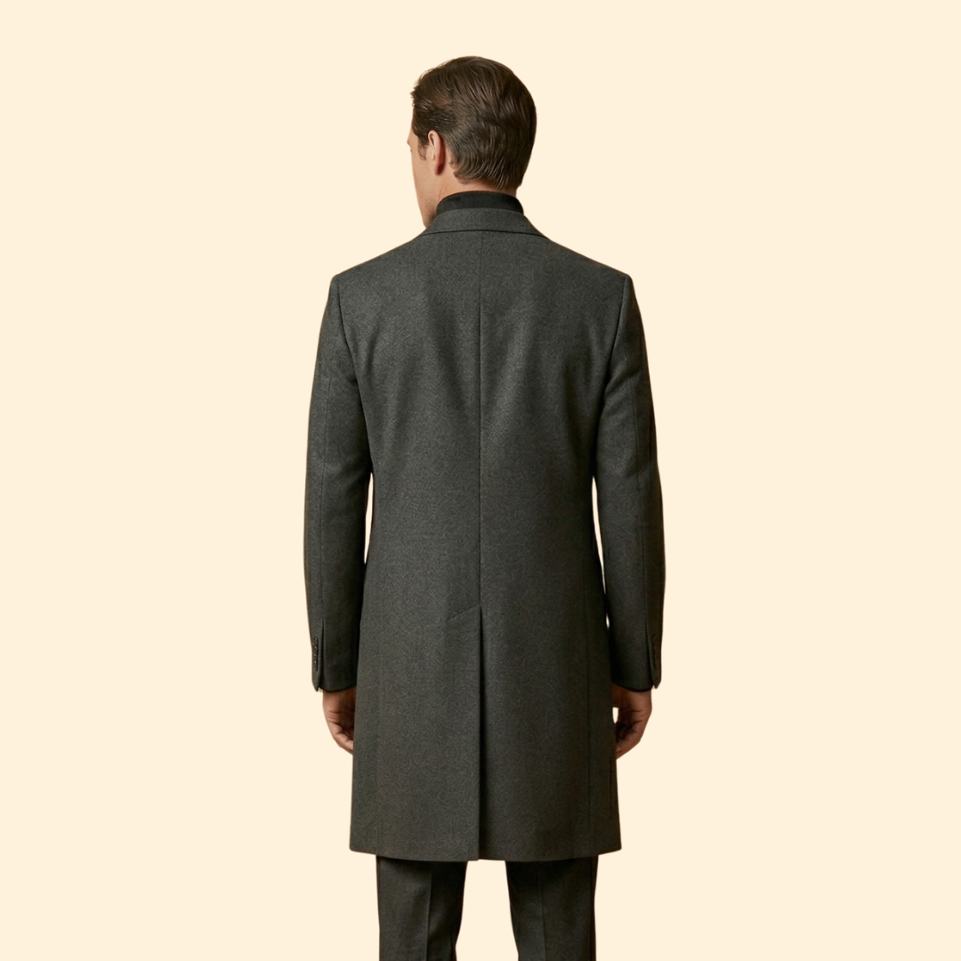 Men’s Long Overcoat with Tailored Fit