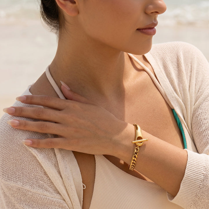 Gold-Plated Chained Bangle for Women