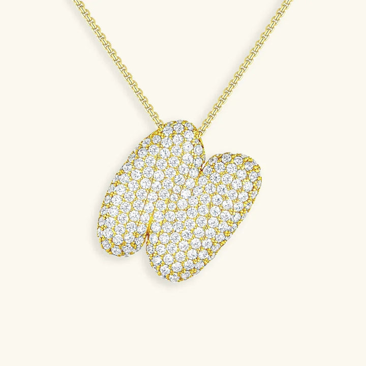 Gold-Plated Bubble Initial Diamond Necklace