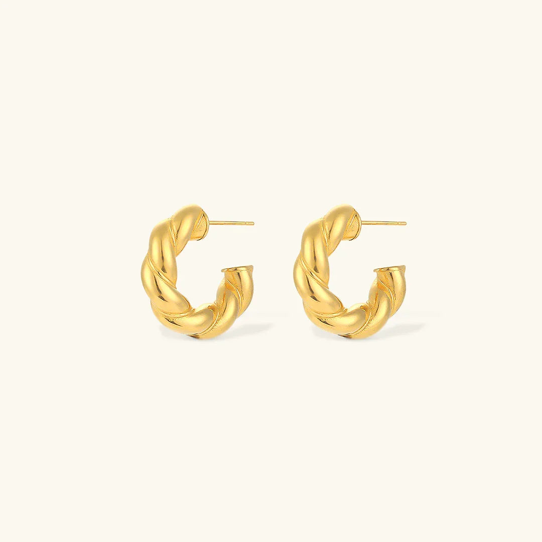 Gold-Plated Twisted Hoop Earrings for Women