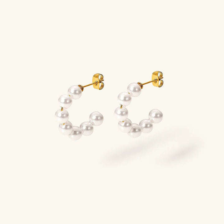 Gold-Plated Faux Pearl Hoop Earrings for Women