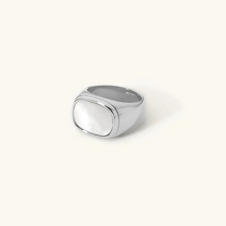 Gold-Plated Faux Shell Signet Ring for Women