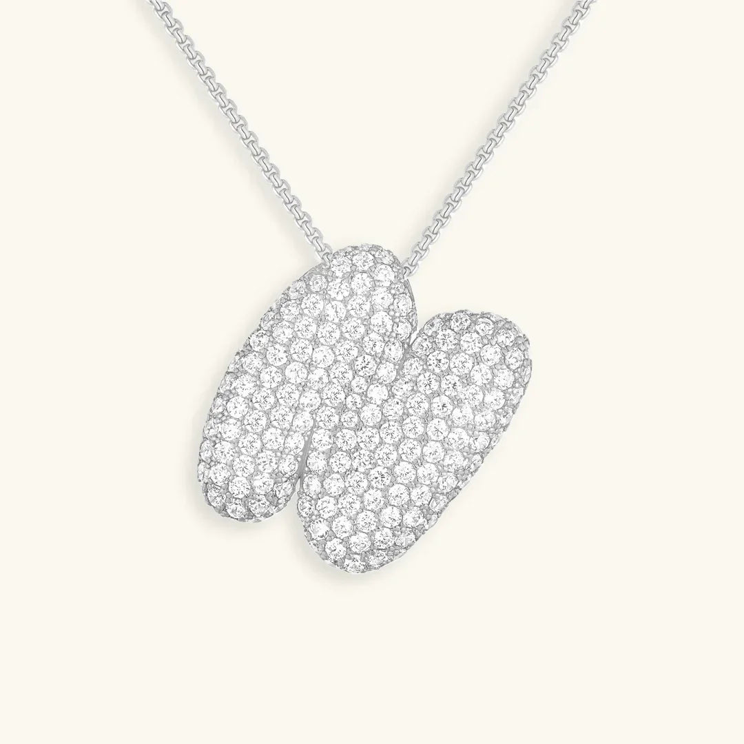 Gold-Plated Bubble Initial Diamond Necklace