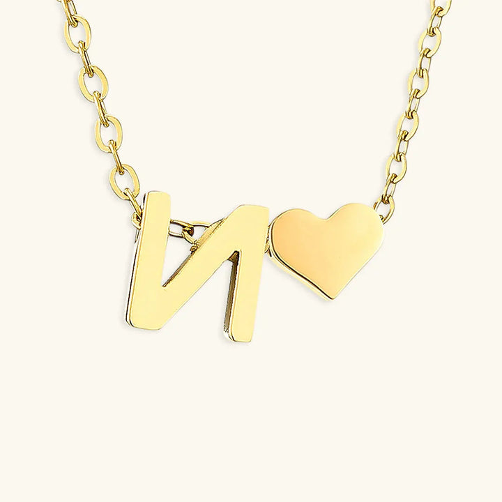 Gold-Plated Initial Heart Pendant Necklace