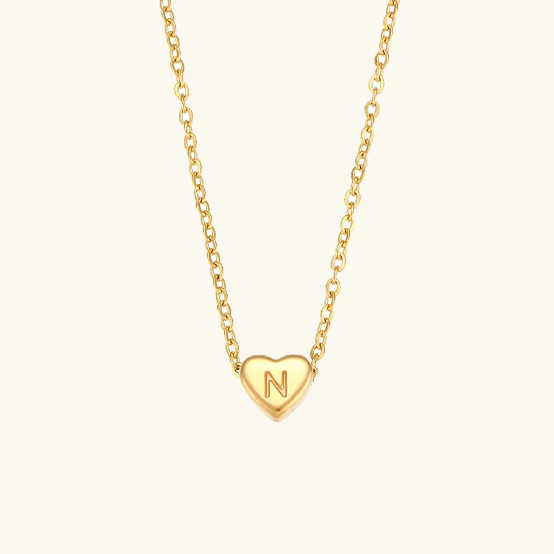 Gold-Plated Heart Initial Necklace