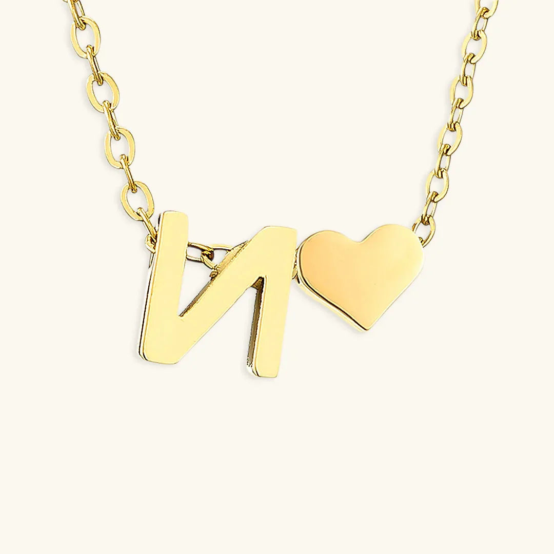 Gold-Plated Initial Heart Pendant Necklace