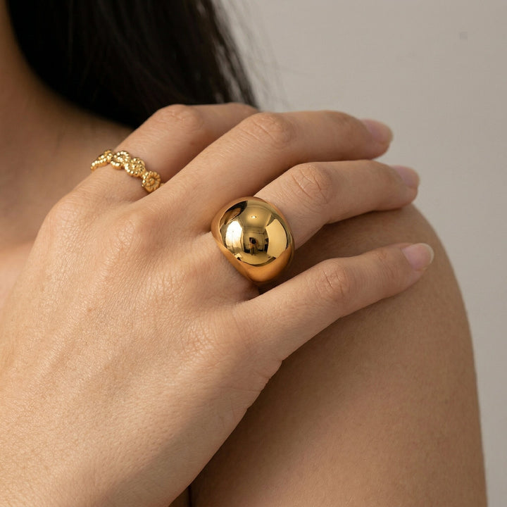 Gold-Plated Dome Statement Ring for Women