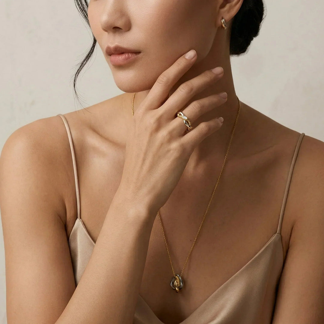 Gold Plated Silver Plated Twisted Band Ring for Women