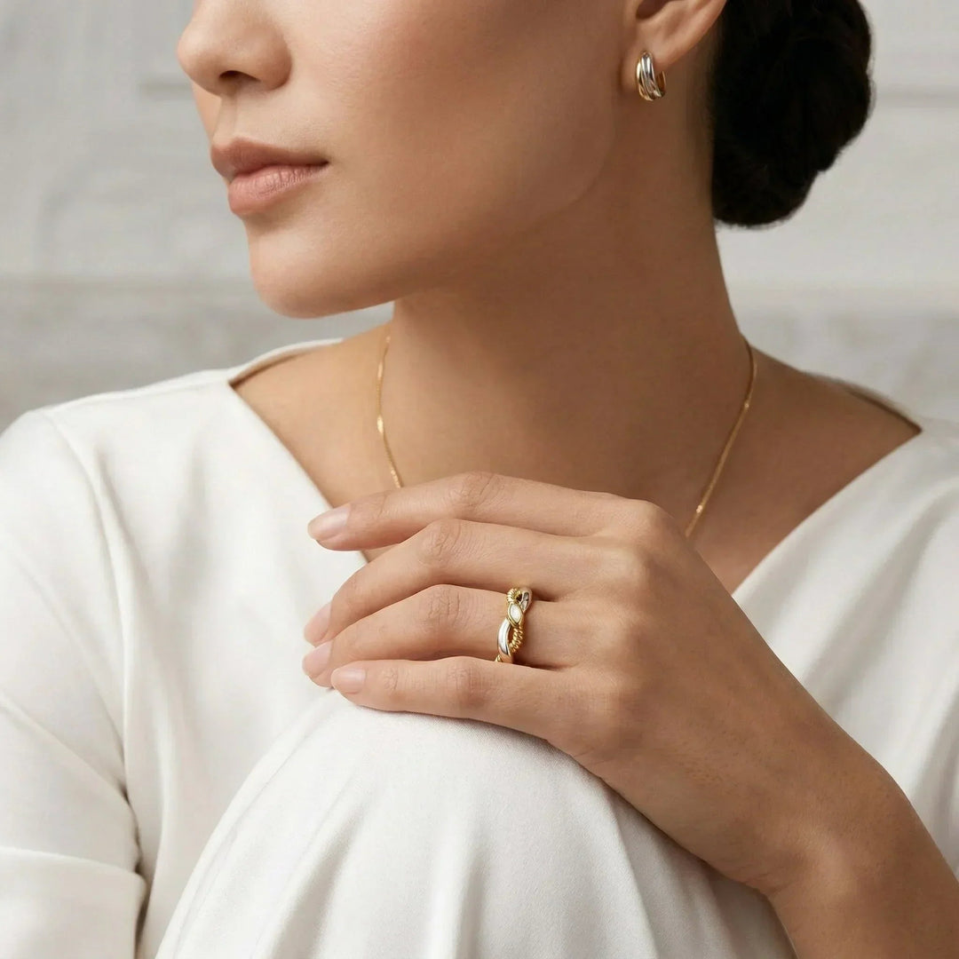 Gold Plated Silver Plated Twisted Band Ring for Women