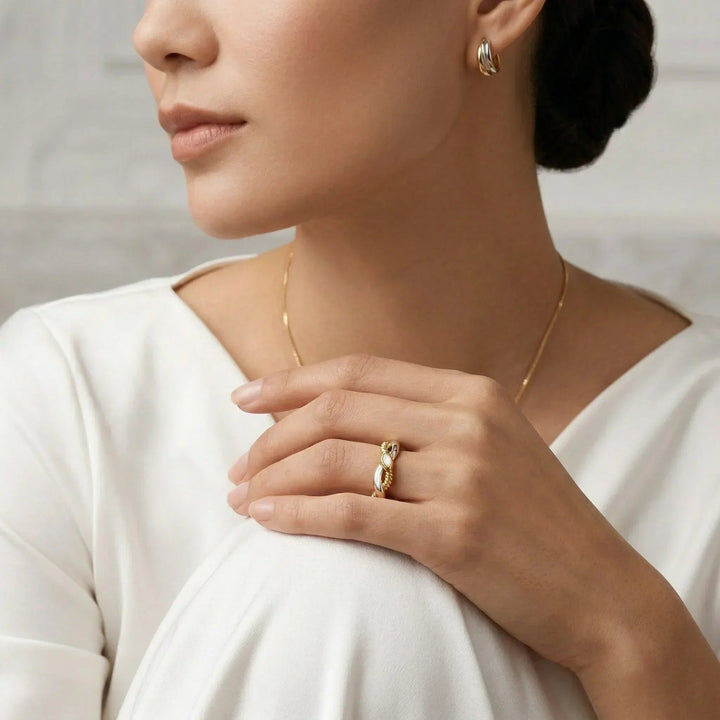 Gold Plated Silver Plated Twisted Band Ring for Women