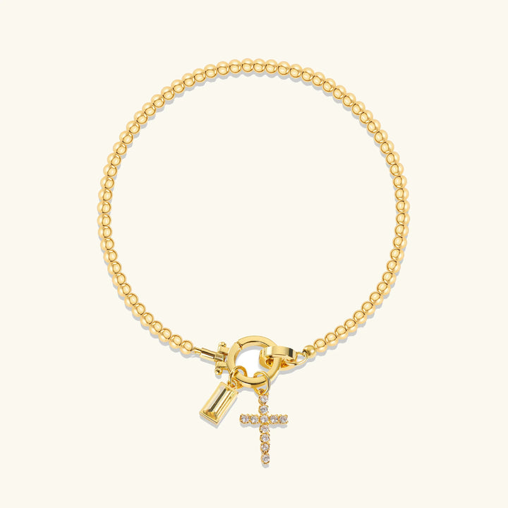 Gold-Plated Crystal Birthstone Cross Bracelet