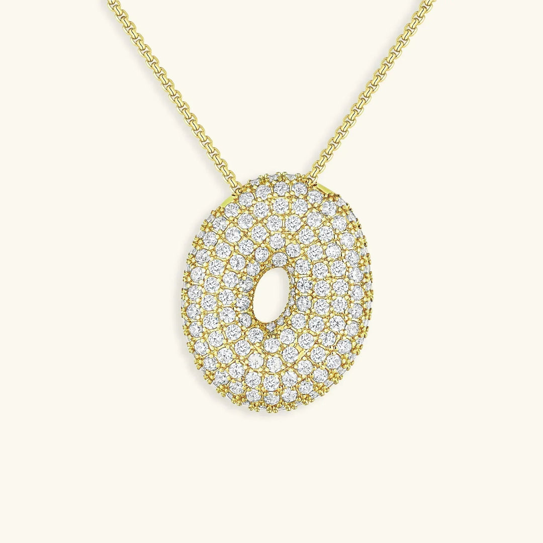 Gold-Plated Bubble Initial Diamond Necklace