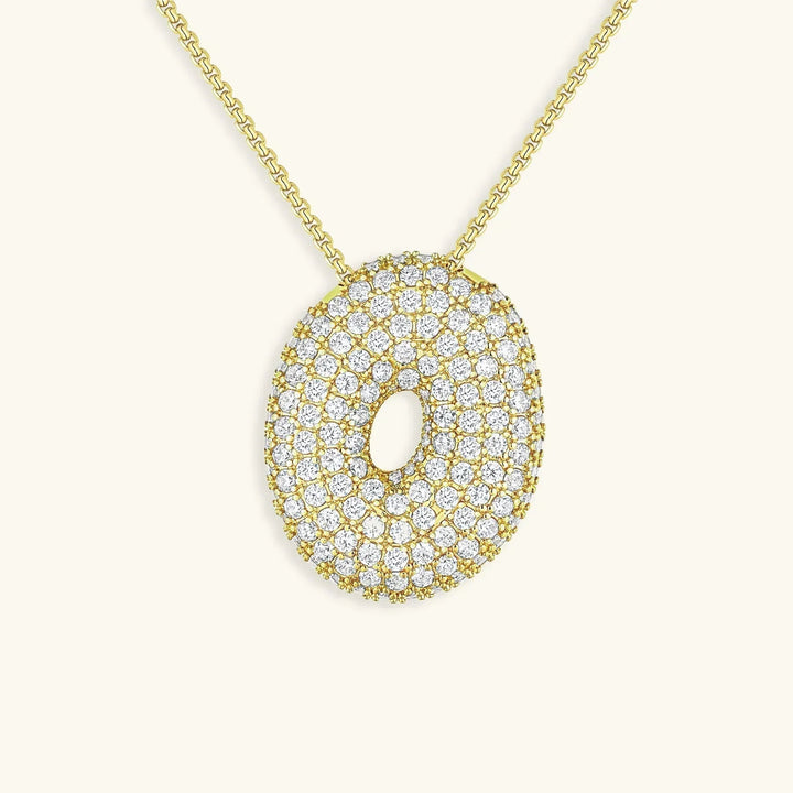 Gold-Plated Bubble Initial Diamond Necklace
