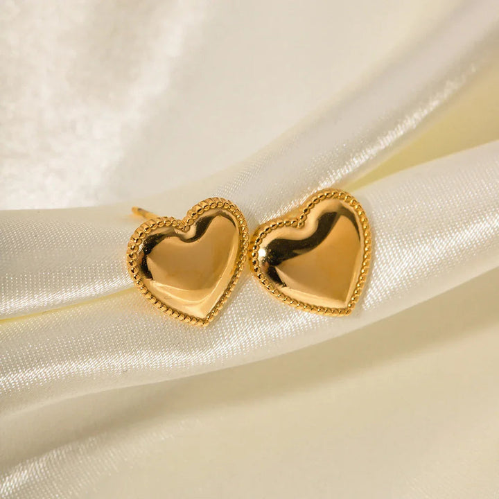 Gold-Plated Heart-Shaped Stud Earrings