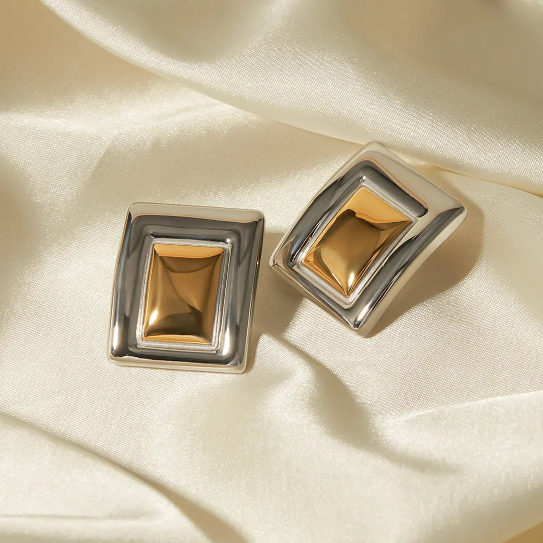 Gold-Plated Silver-Tone Stud Earrings for Women
