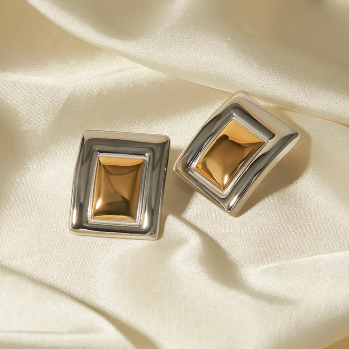Gold-Plated Silver-Tone Stud Earrings for Women