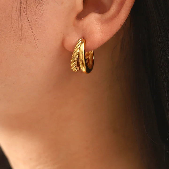 Gold-Plated Layered Hoop Earrings for Women