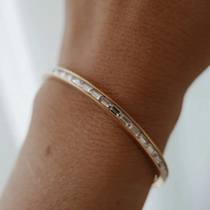 Gold-Plated Bangle with AAAAA Diamond Simulants