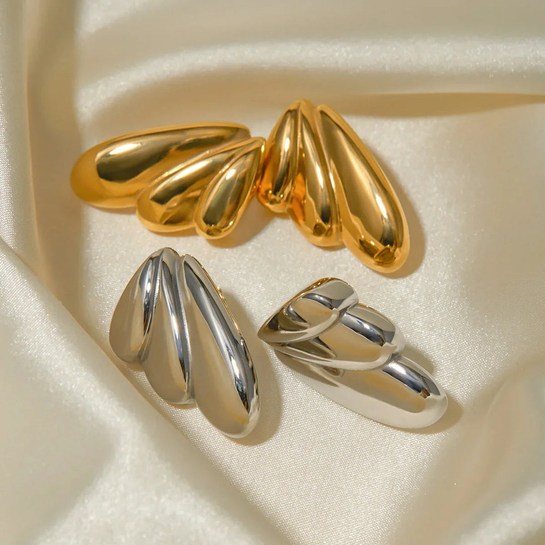 Gold-Plated Angel Wing Earrings with Divine Curves