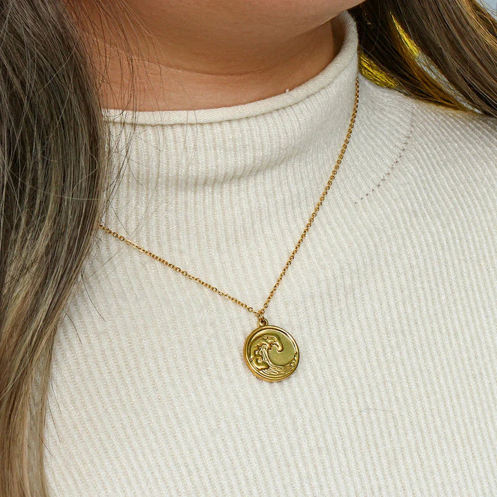 Gold-Plated Ocean Pendant Necklace For Women