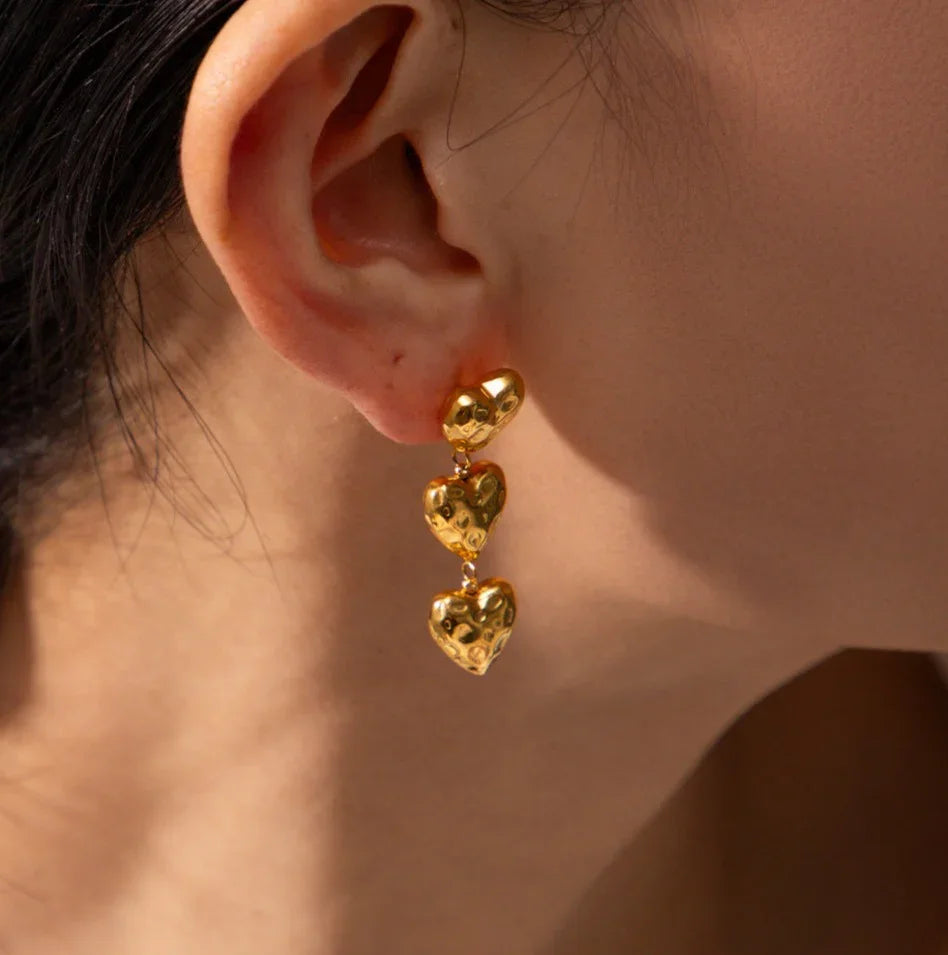 Gold-Plated Heart Drop Earrings for Women