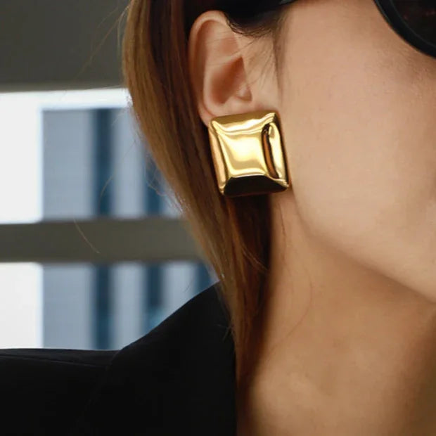 Gold-Plated Chunky Stud Earrings for Women