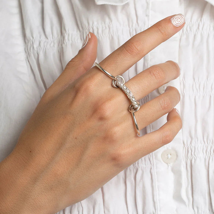 Gold-Plated Faux Pearl Stackable Ring for Women