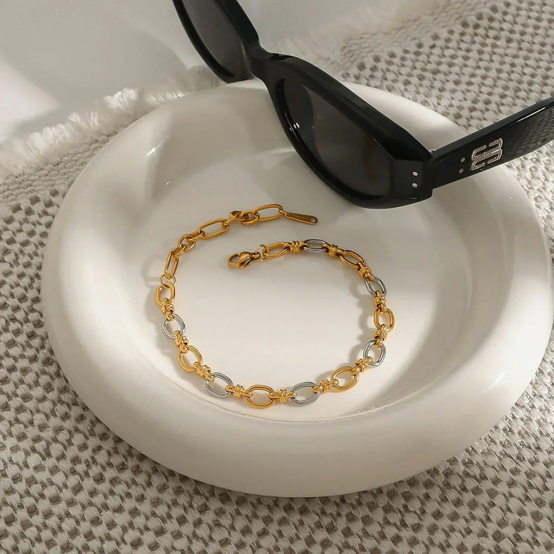 Gold-Plated Silver-Tone Chain Bracelet for Women