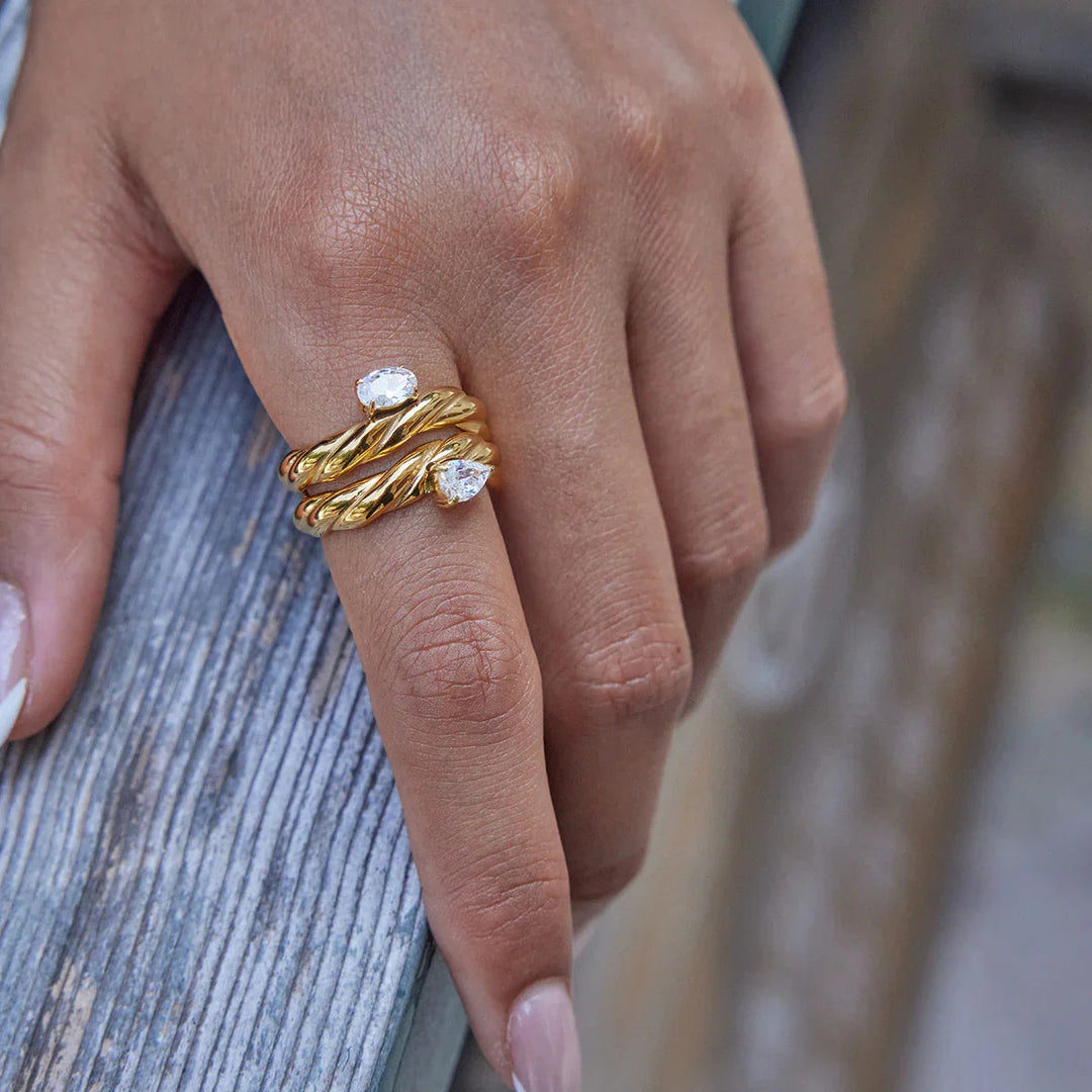 Gold Plated Cubic Zirconia Stackable Ring