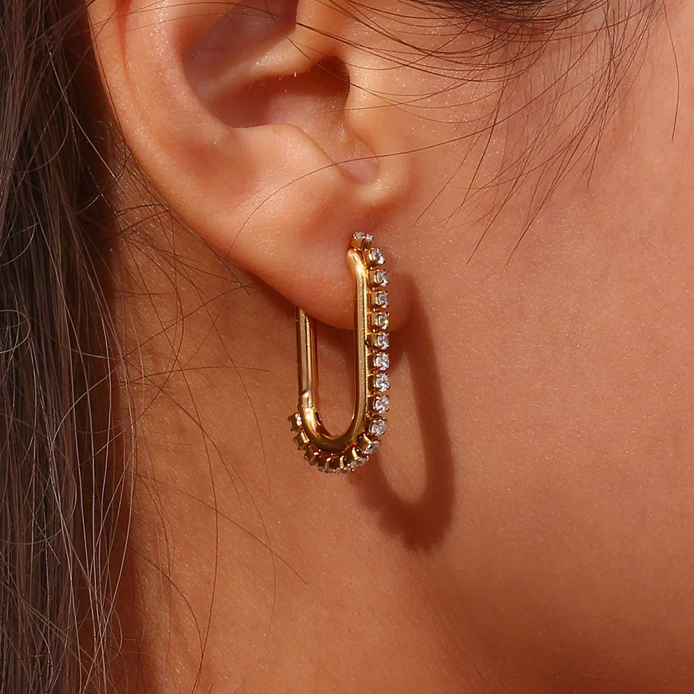 Gold-Plated Diamond Loop Earrings For Women