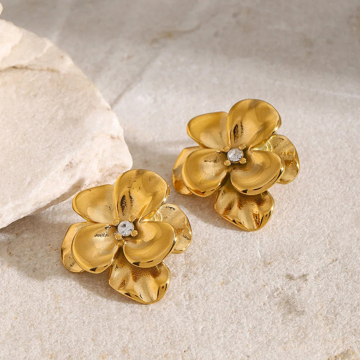 Gold-Plated Floral Earrings