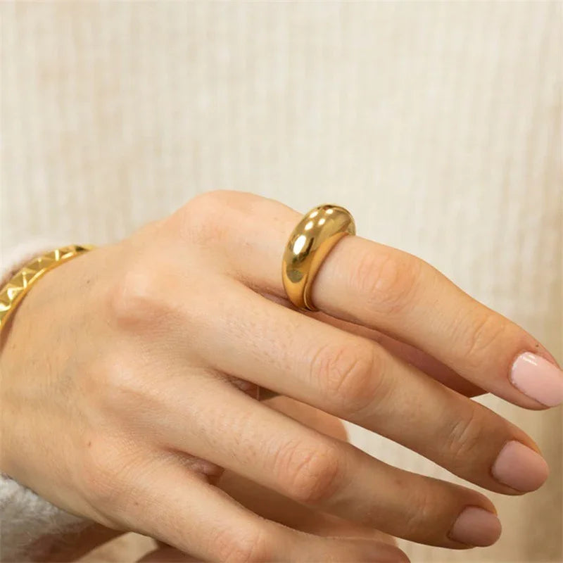 Gold-Plated Minimalist Dome Ring for Women