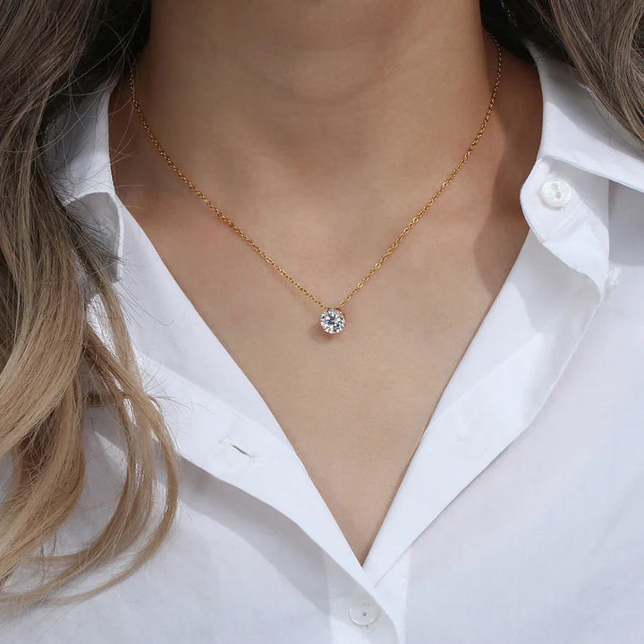 Gold-Plated Cubic Zirconia Pendant Necklace for Women