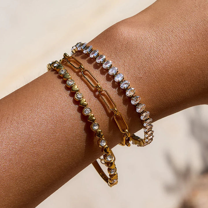 Gold Plated Cubic Zirconia Tennis Bracelet for Women