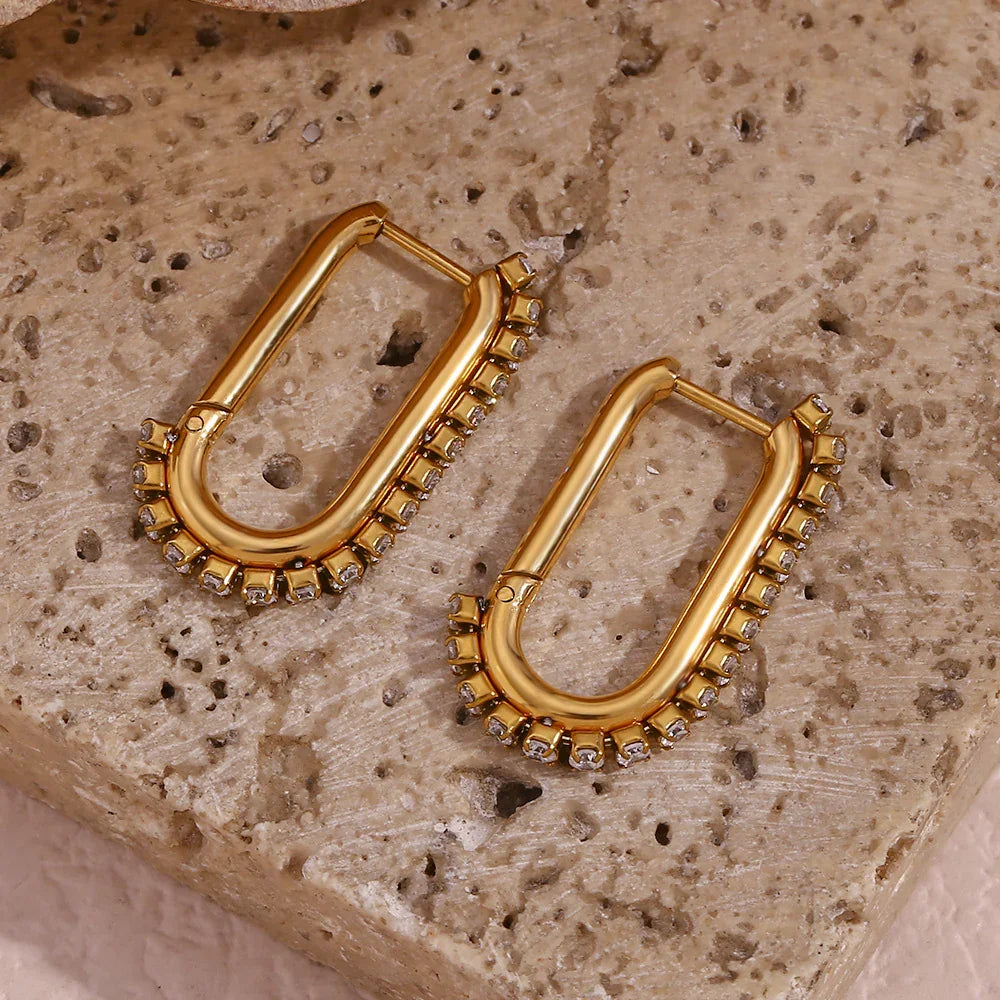 Gold-Plated Diamond Loop Earrings For Women