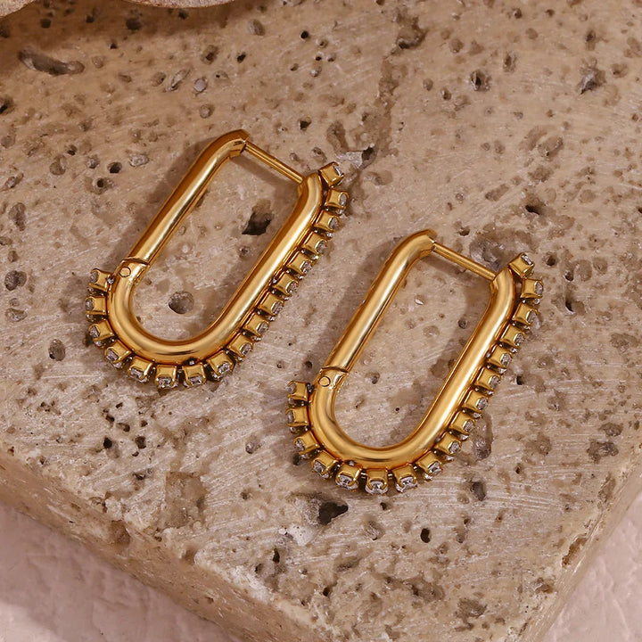 Gold-Plated Diamond Loop Earrings For Women