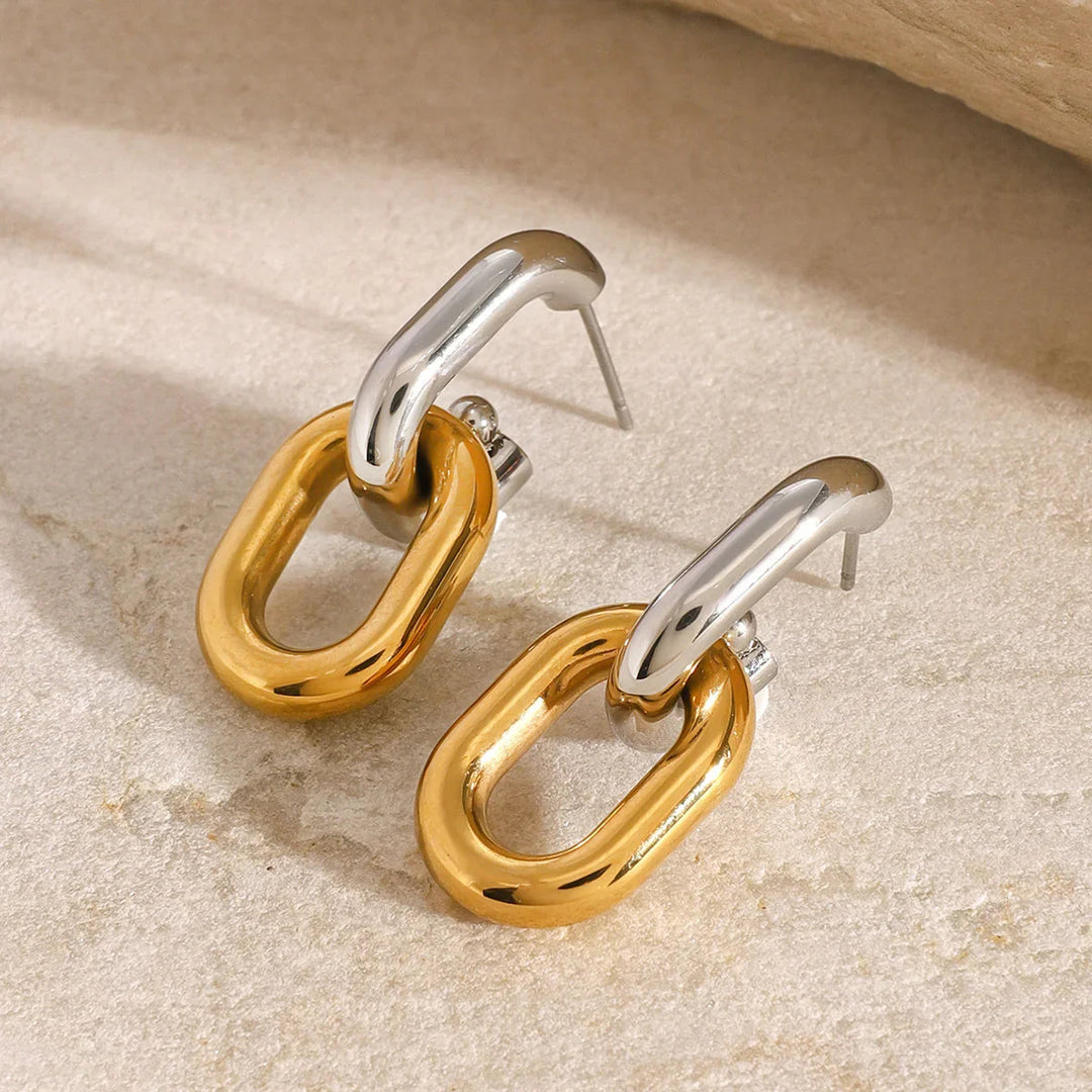 Gold-Plated Silver-Tone Double Hoop Earrings