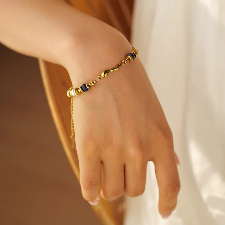 Gold-Plated Quintessa Layered Chain Pearl Bracelet