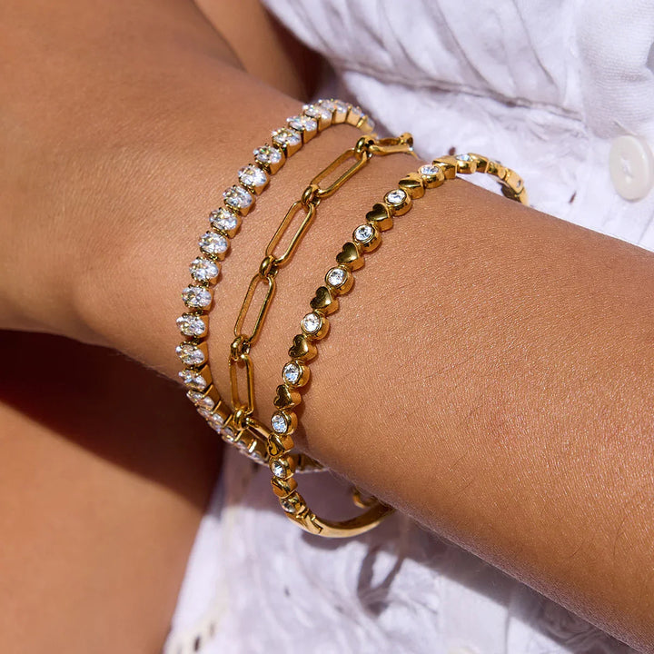 Gold Plated Cubic Zirconia Tennis Bracelet for Women