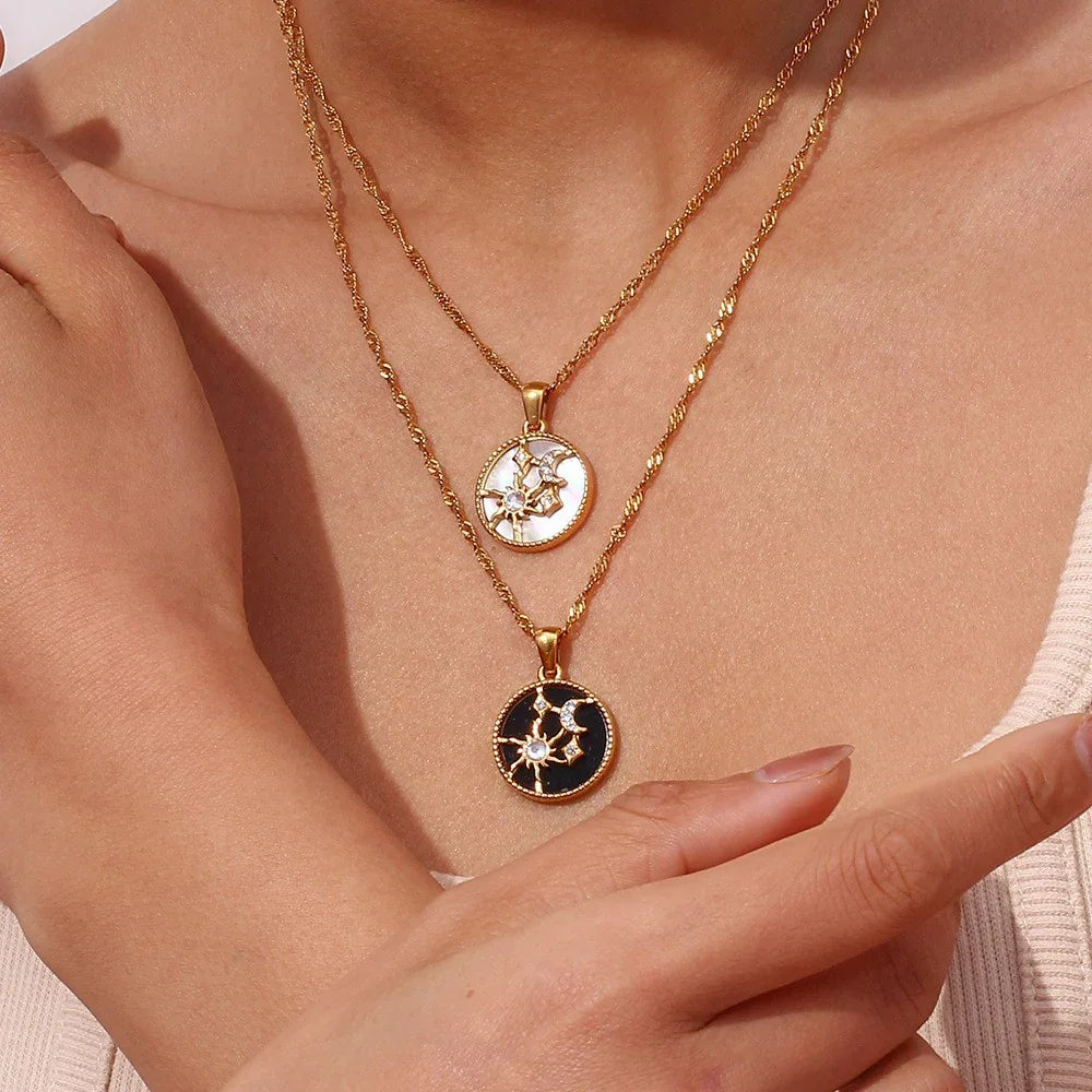 Gold-Plated Celestial Pendant Necklace For Women