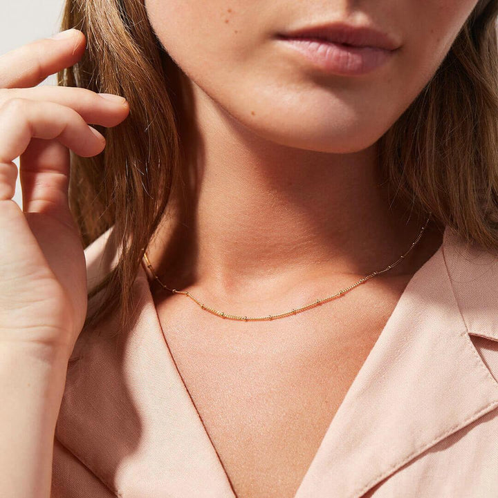 Gold-Plated Beaded Chain Necklace for Women