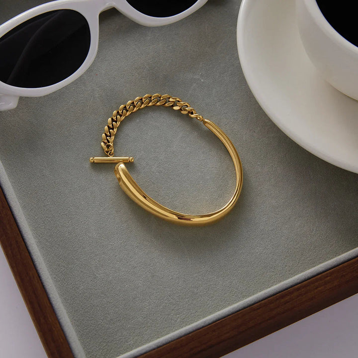 Gold-Plated Chained Bangle for Women