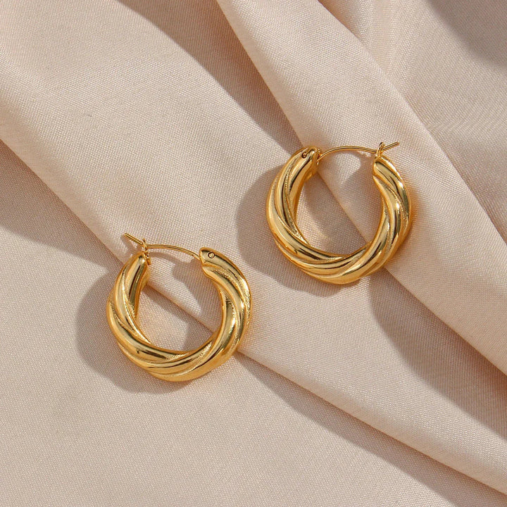 Gold-Plated Twisted Hoop Earrings for Women