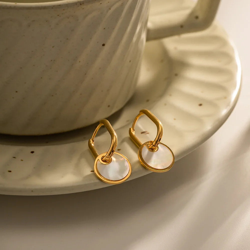 Gold-Plated Shell Drop Earrings for Women
