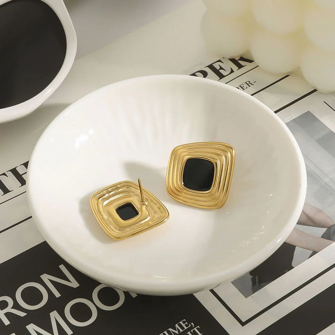 Gold-Plated Geometric Stud Earrings for Women